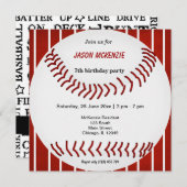 Invitation Anniversaire du baseball (Devant / Derrière)