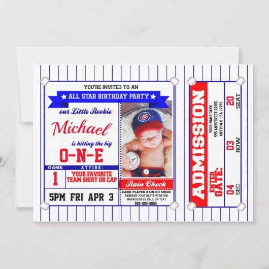 Invitation Anniversaire du baseball - 5x7 - Premier anniversa (Devant)