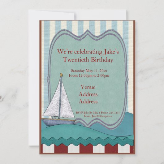 Invitation Anniversaire du bateau à voile (Dos)