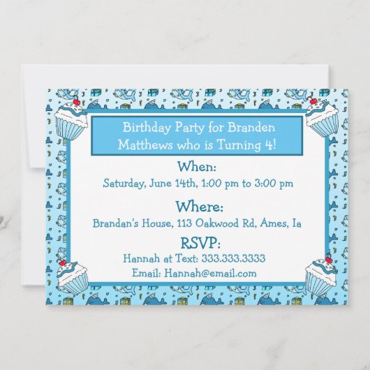 Invitation Anniversaire du bébé requin (Dos)