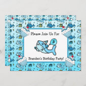 Invitation Anniversaire du bébé requin (Devant / Derrière)