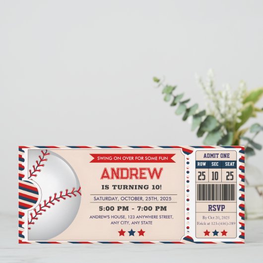 Invitation Anniversaire du billet de base-ball Persona (Debout devant)