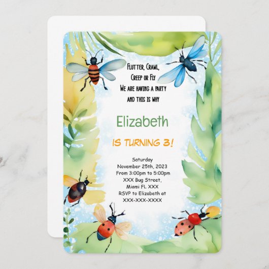 Invitation Anniversaire du bogue (Devant / Derrière)