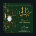 Invitation Anniversaire du bonbon 16 à diamant de vert vert<br><div class="desc">Bonbon à diamant de vert vert et d'or invitation de 16 anniversaires</div>