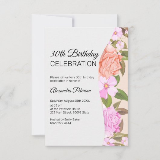 Invitation Anniversaire du Bouquet floral (Devant)