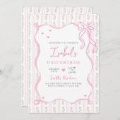 Invitation Anniversaire du Bow rose (Devant / Derrière)