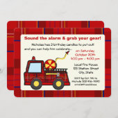 Invitation Anniversaire du camion d'incendie (Devant / Derrière)
