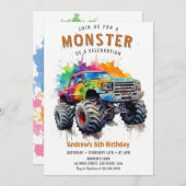 Invitation Anniversaire du camion Monster (Devant / Derrière)