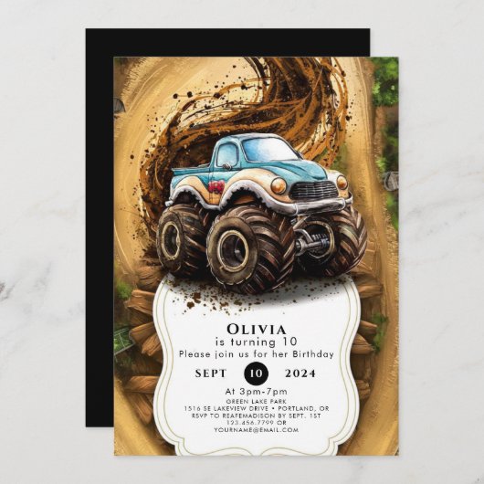 Invitation Anniversaire du Camion Monster Enchanted (Devant / Derrière)