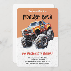 Invitation Anniversaire du camion Monster modifiable