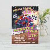 Invitation Anniversaire du Camion orange et bleu Monster (Debout devant)