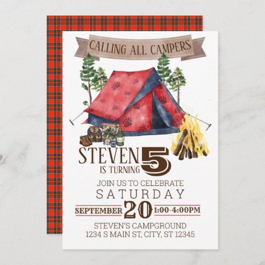 Invitation Anniversaire du camping (Devant / Derrière)