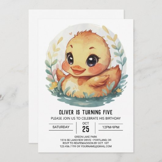 Invitation Anniversaire du canard de la rivière Magic (Devant / Derrière)