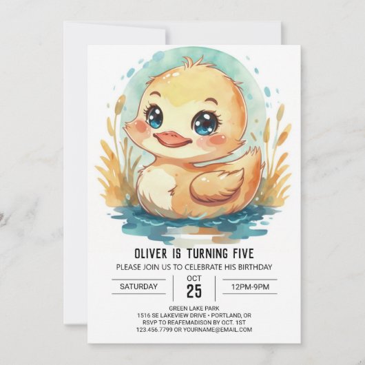 Invitation Anniversaire du canard élégant et modifiable (Devant)