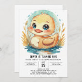Invitation Anniversaire du canard élégant et modifiable (Devant / Derrière)