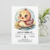 Invitation Anniversaire du canard moderne fleur sauvage (Debout devant)