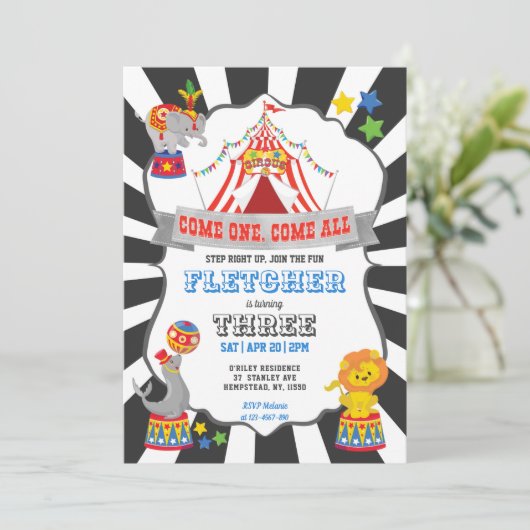 Invitation Anniversaire du Carnaval de cirque (Debout devant)