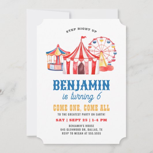 Invitation Anniversaire du Carnaval de cirque (Devant)