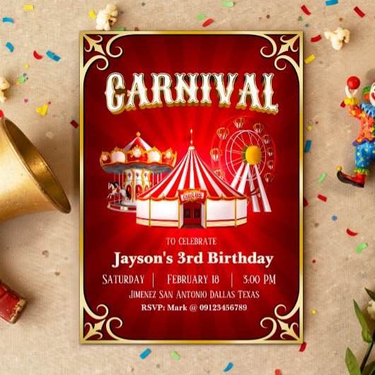 Invitation Anniversaire du Carnaval vintage