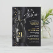Invitation Anniversaire du Champagne Noir et Or (Debout devant)