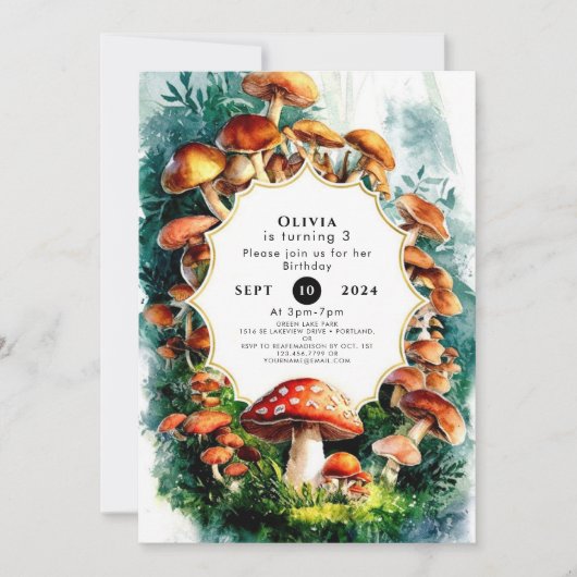 Invitation Anniversaire du champignon Little Woods (Devant)