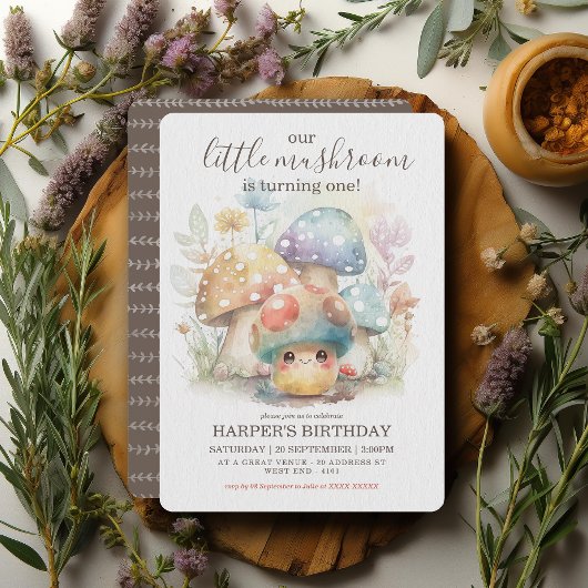 Invitation Anniversaire du champignon Whimsical
