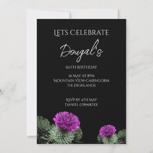Invitation Anniversaire du chardon écossais (Devant)