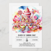 Invitation Anniversaire du charme de Candyland (Devant / Derrière)