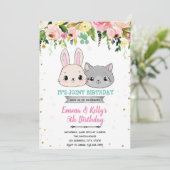 Invitation Anniversaire du chat et du lapin (Debout devant)