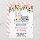 Invitation Anniversaire du chat et du lapin (Devant / Derrière)