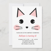 Invitation Anniversaire du chat Kitty Rose (Devant)