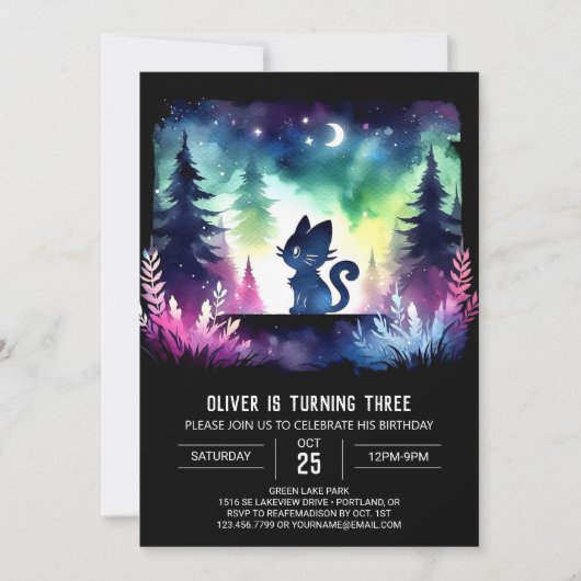 Invitation Anniversaire du chat Pastel Magique (Devant)