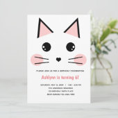 Invitation Anniversaire du chat rose (Debout devant)
