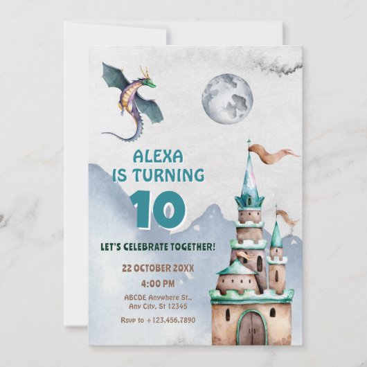 Invitation Anniversaire du château de Dragon (Devant)