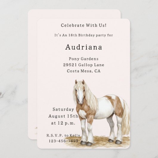 Invitation Anniversaire du Cheval Blanc Brown (Devant / Derrière)