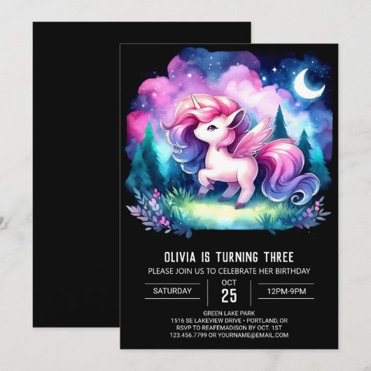 Invitation Anniversaire du Cheval Boho (Devant / Derrière)