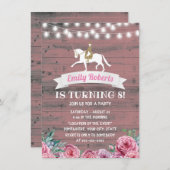 Invitation Anniversaire du Cheval de Bois de la grange rose r (Devant / Derrière)
