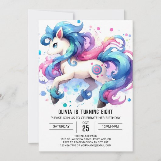 Invitation Anniversaire du Cheval Enfant Moderne (Devant)