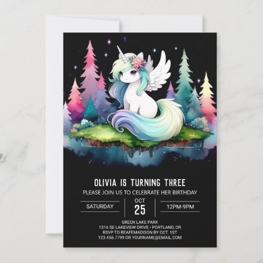 Invitation Anniversaire du cheval moderne enchanté (Devant)