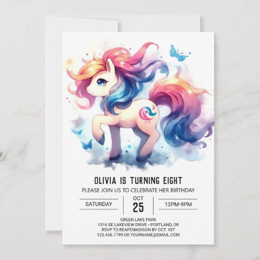 Invitation Anniversaire du Cheval numérique élégant (Devant)