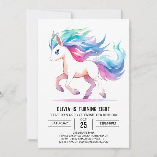 Invitation Anniversaire du cheval numérique moderne (Devant)