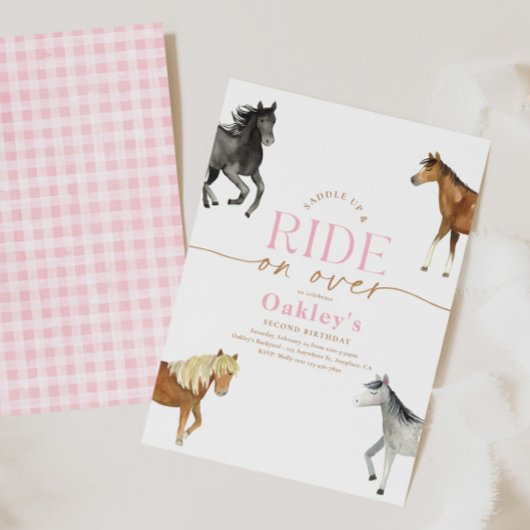 Invitation Anniversaire du Cheval Rose
