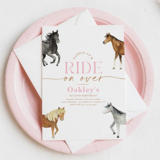 Invitation Anniversaire du Cheval Rose