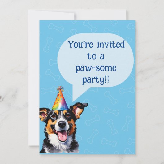 Invitation Anniversaire du chien chiot (Dos)