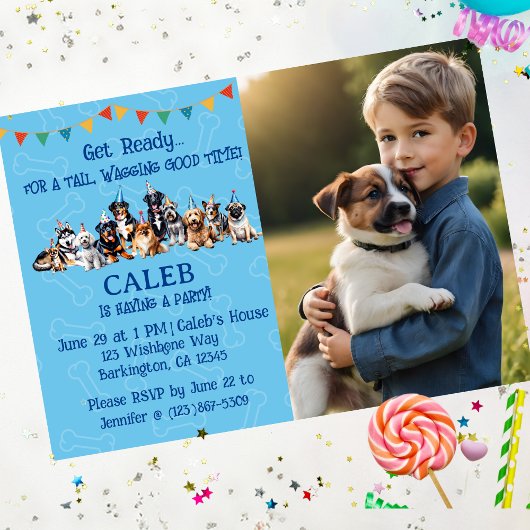 Invitation Anniversaire du chien chiot personnalisé