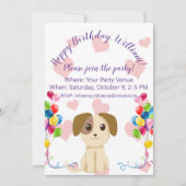 Invitation Anniversaire du chiot doux (Devant)