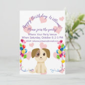 Invitation Anniversaire du chiot doux (Debout devant)