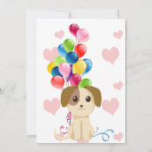 Invitation Anniversaire du chiot doux (Dos)