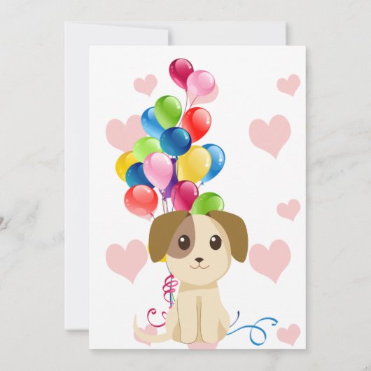 Invitation Anniversaire du chiot doux (Dos)