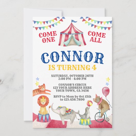 Invitation Anniversaire du cirque (Devant)